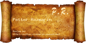 Petter Rozmarin névjegykártya